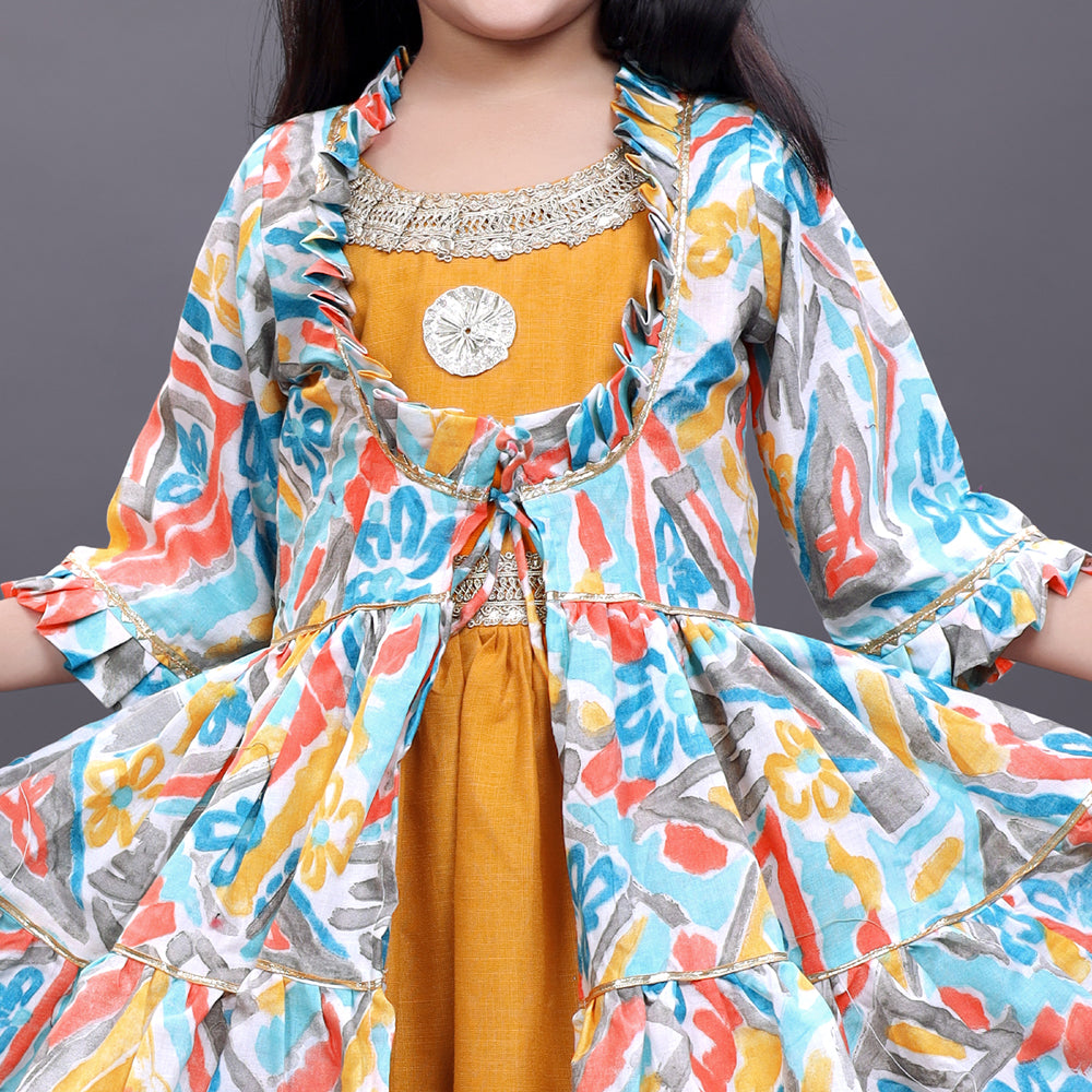 Girls Festive & Party Ethnic Jacket, Blouse and Palazzo Set