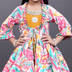 Girls Festive & Party Ethnic Jacket, Blouse and Palazzo Set
