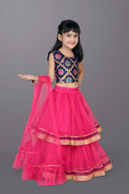 Girls Frill Design Lehenga Choli with Dupatta Set