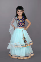 Girls Frill Design Lehenga Choli with Dupatta Set