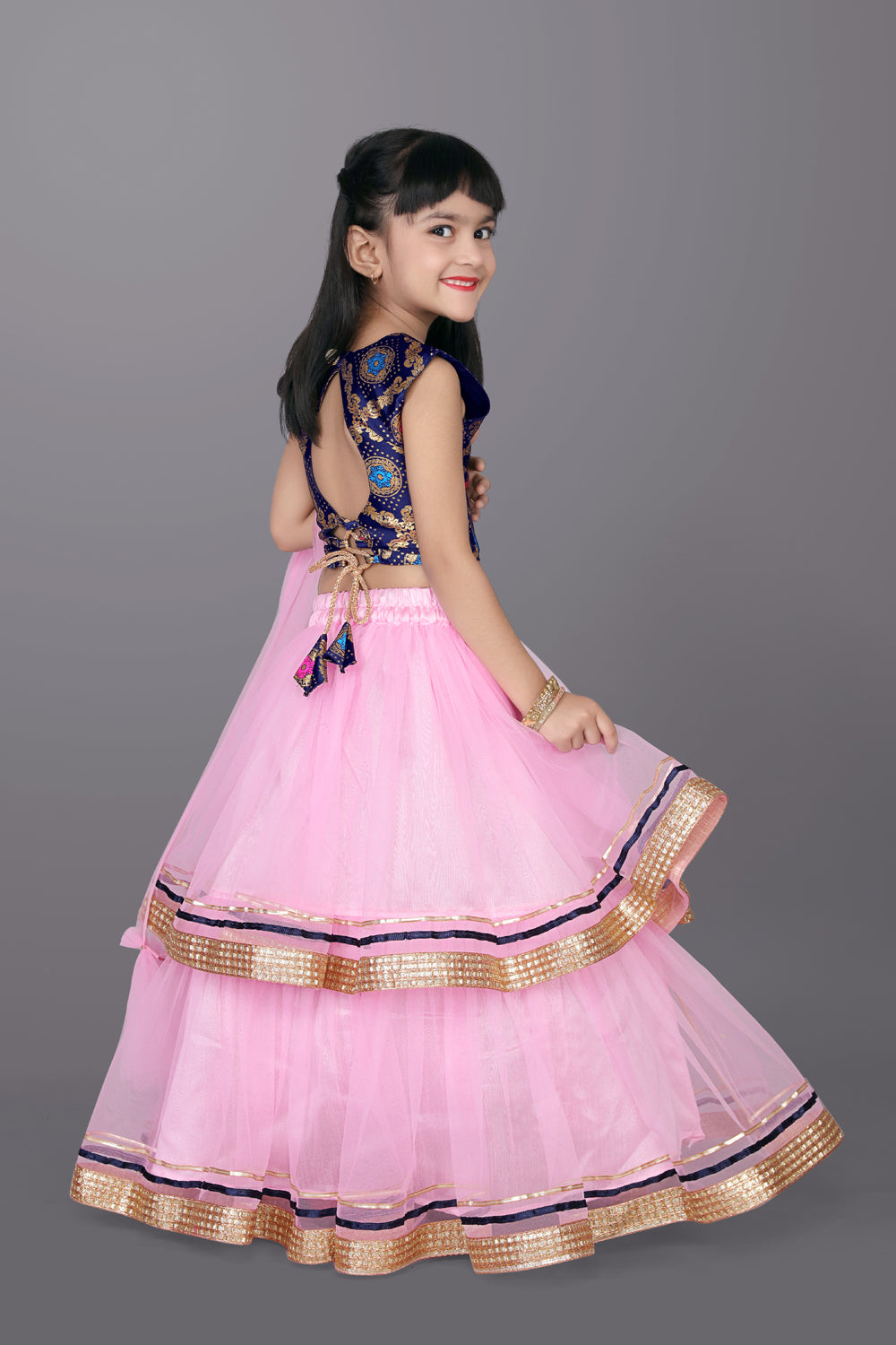 Girls Frill Design Lehenga Choli with Dupatta Set