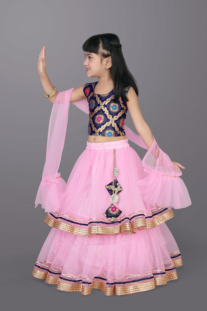 Girls Frill Design Lehenga Choli with Dupatta Set