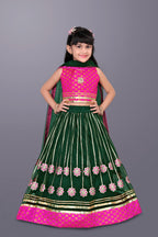 Girls Floral Embroidered Lehenga Choli Set with Dupatta