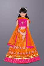 Girls Floral Embroidered Lehenga Choli Set with Dupatta