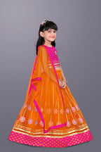Girls Floral Embroidered Lehenga Choli Set with Dupatta