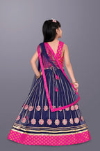 Girls Floral Embroidered Lehenga Choli Set with Dupatta