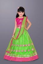 Girls Floral Embroidered Lehenga Choli Set with Dupatta