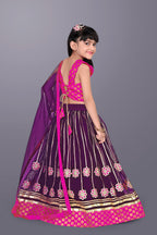 Girls Floral Embroidered Lehenga Choli Set with Dupatta