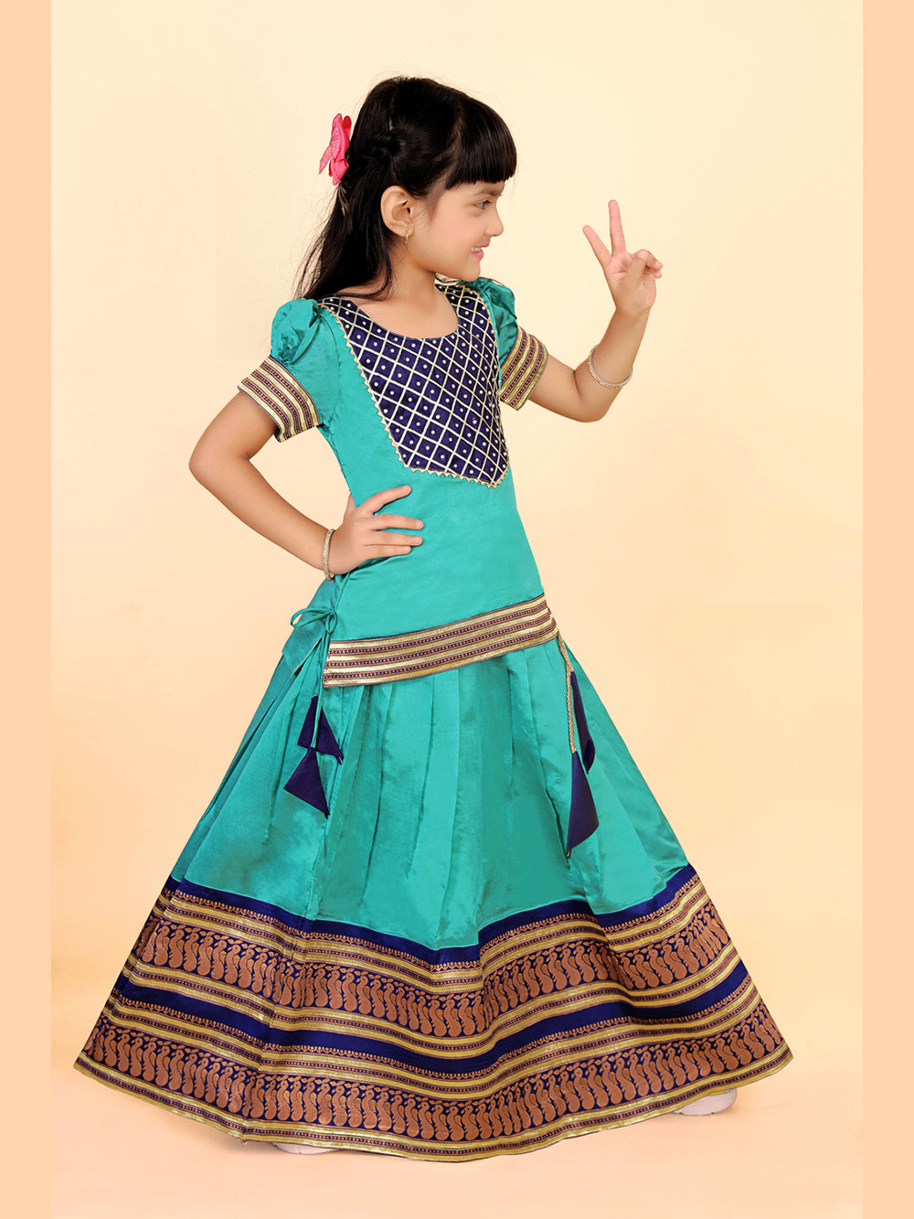 Baby Girls Ethnic Wear Printed Lehenga Set