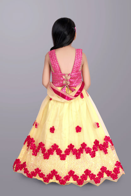 Girls Embroidered Lehenga Choli with Dupatta Set