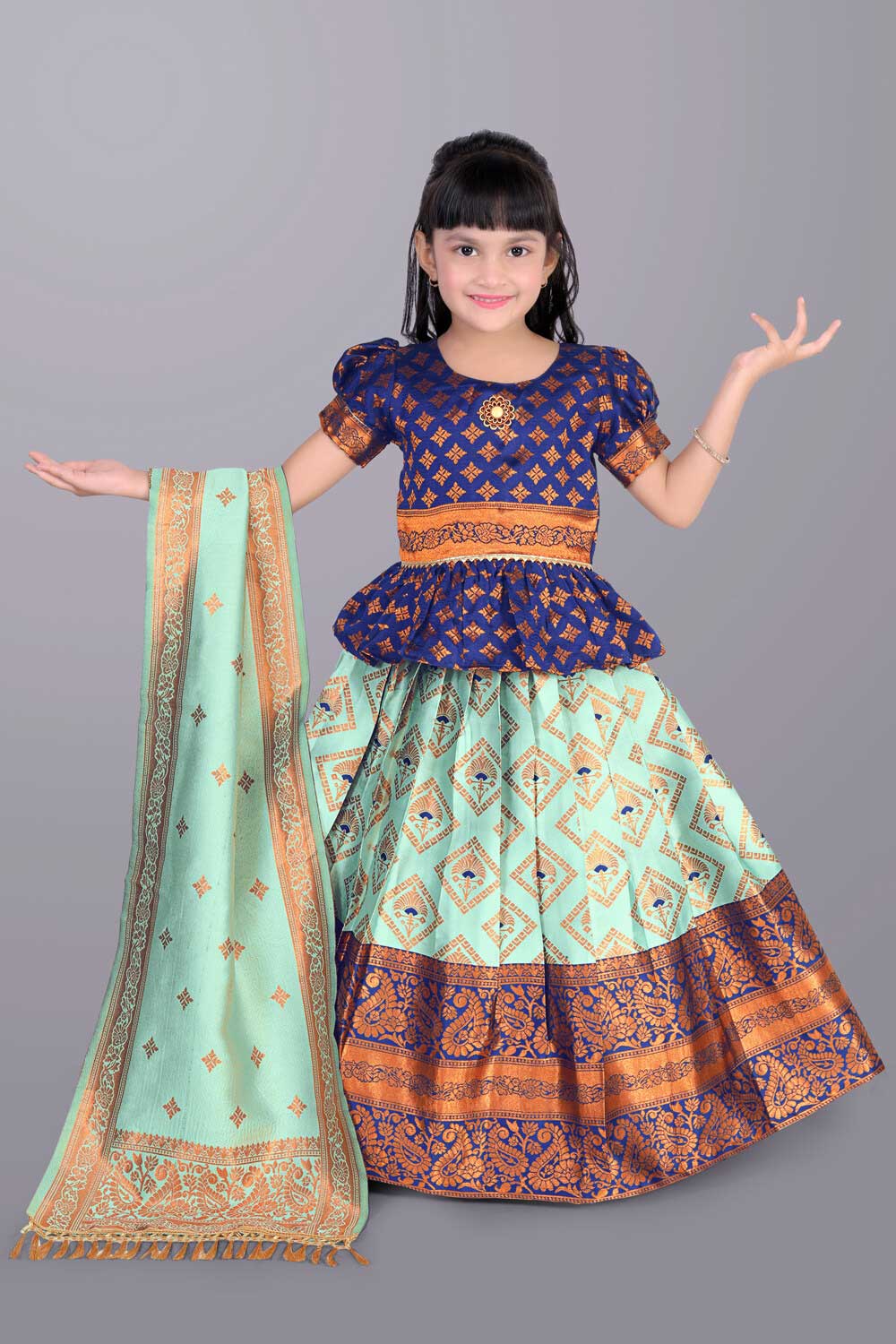 Girls printed lehenga choli with dupatta festive ethnic wear