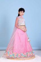 Baby Girl Lehenga Set with 3D Floral Hem & Dupatta