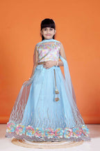 Baby Girl Lehenga Set with 3D Floral Hem & Dupatta