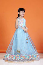 Baby Girl Lehenga Set with 3D Floral Hem & Dupatta