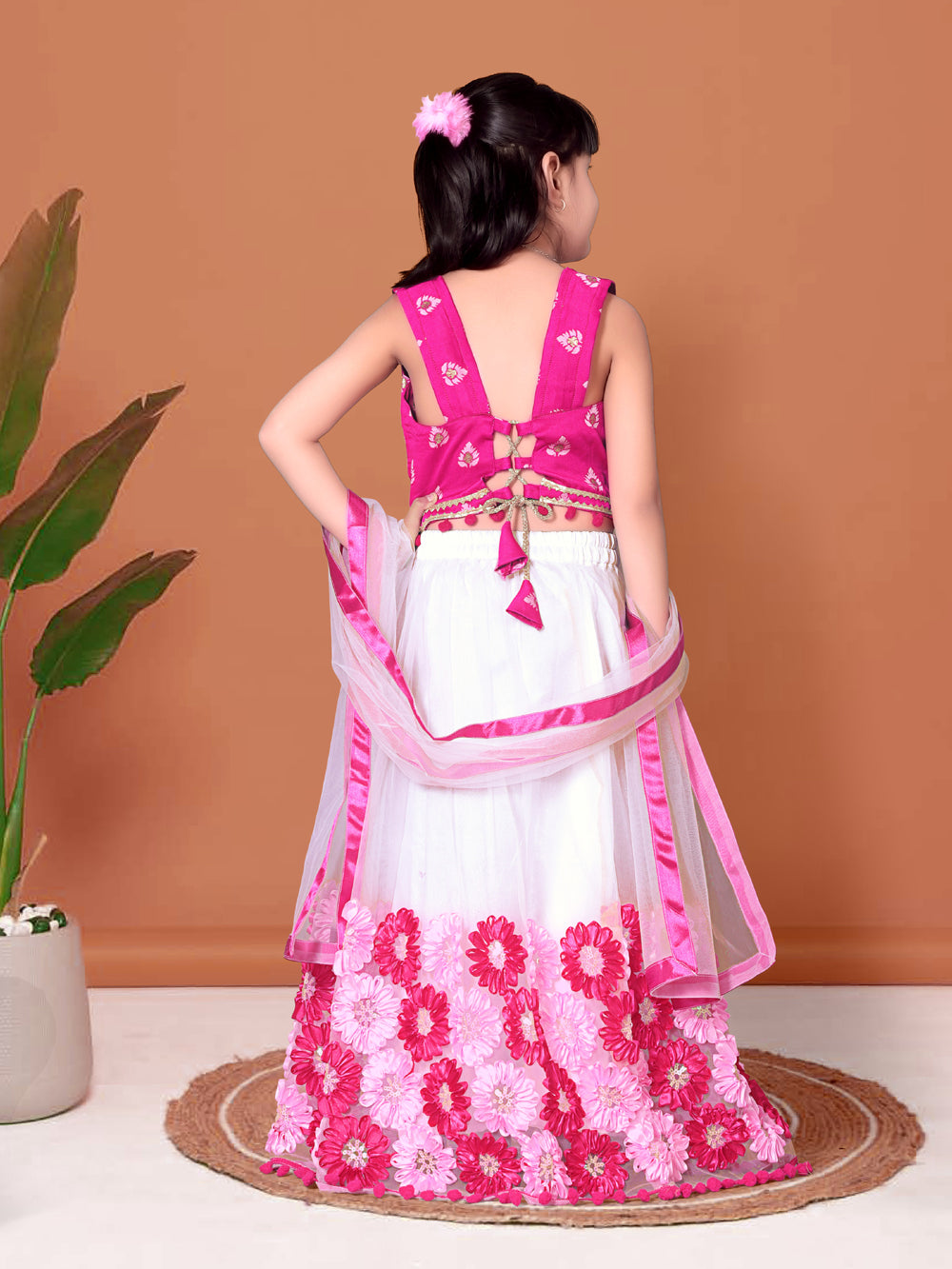 Girls Lehenga Choli Floral Kids Wedding Party Ethnic Dress Festive Wear