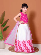 Girls Lehenga Choli Floral Kids Wedding Party Ethnic Dress Festive Wear
