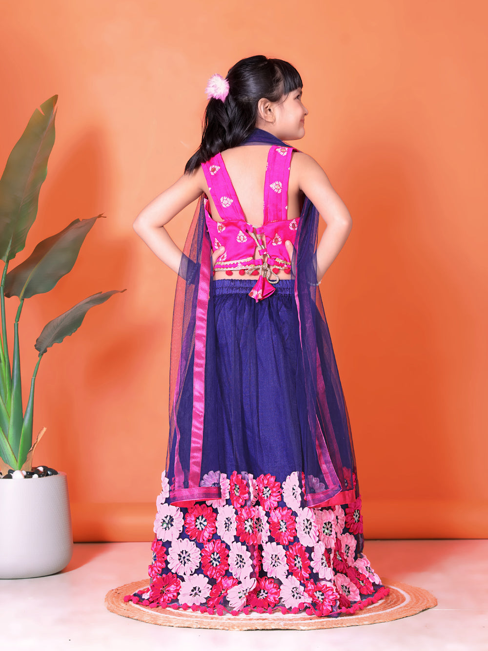Girls Lehenga Choli Floral Kids Wedding Party Ethnic Dress Festive Wear