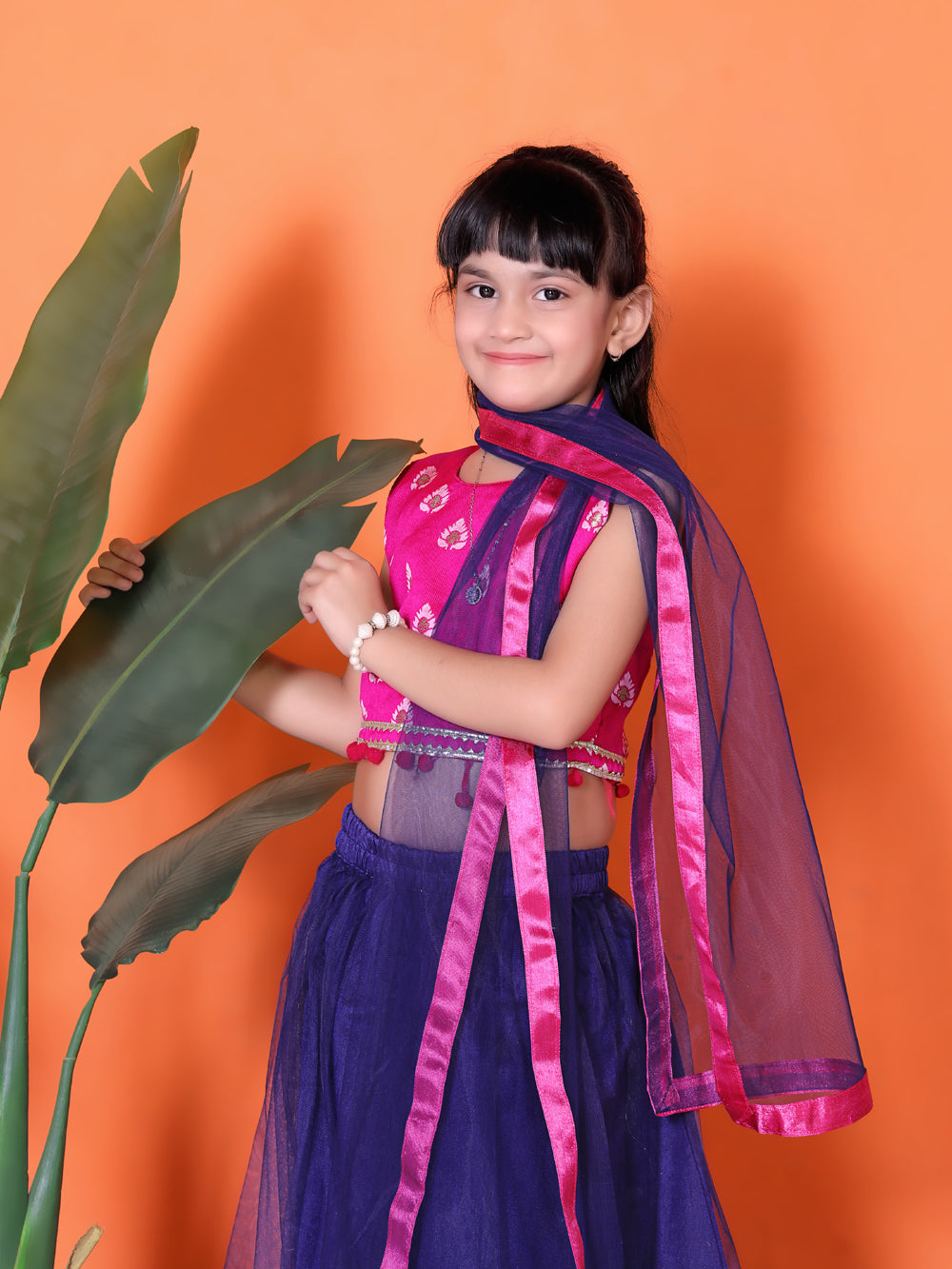 Girls Lehenga Choli Floral Kids Wedding Party Ethnic Dress Festive Wear