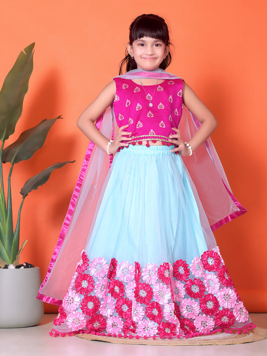 Embriodery Lehenga Choli and Dupatta Set for Girls