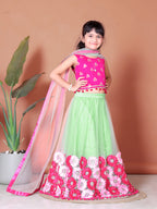 Girls Lehenga Choli Floral Kids Wedding Party Ethnic Dress Festive Wear
