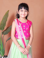 Girls Lehenga Choli Floral Kids Wedding Party Ethnic Dress Festive Wear