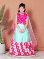 Girls Lehenga Choli Floral Kids Wedding Party Ethnic Dress Festive Wear