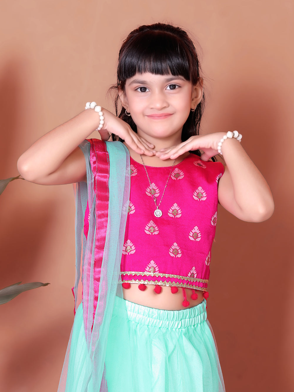 Girls Lehenga Choli Floral Kids Wedding Party Ethnic Dress Festive Wear
