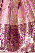 Girls Banarasi Lehenga Choli Set Silk Festive Wedding Ethnic Dress Kids