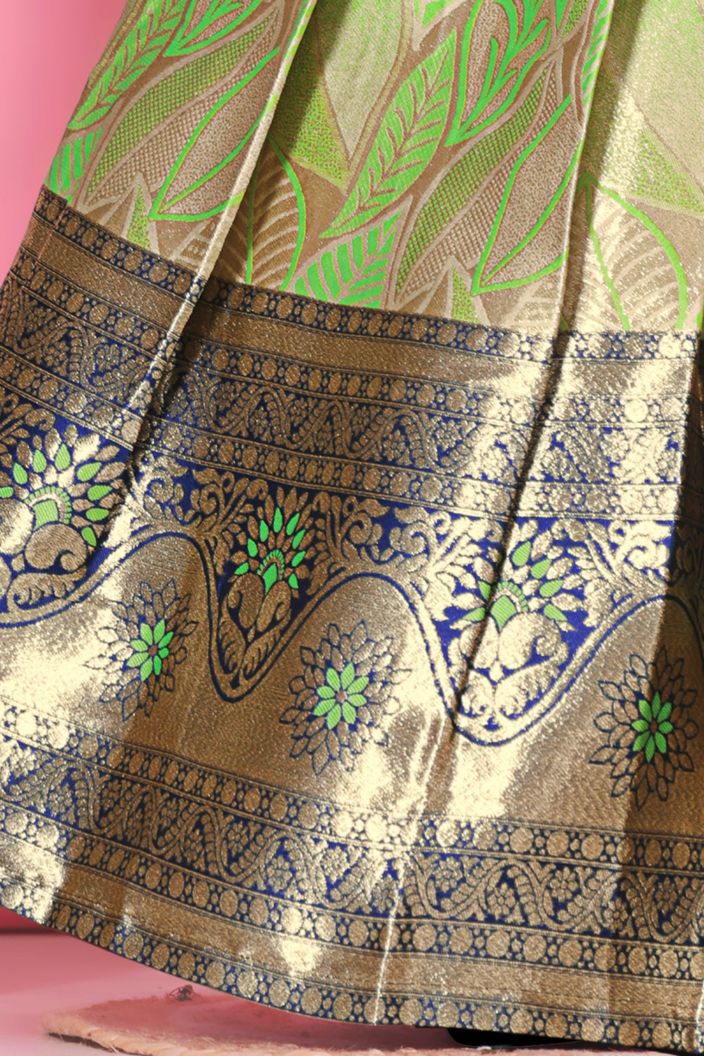 Girls Banarasi Lehenga Choli Set Silk Festive Wedding Ethnic Dress Kids