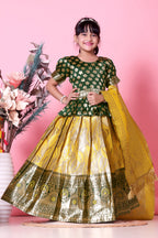 Girls Banarasi Lehenga Choli Set Silk Festive Wedding Ethnic Dress Kids