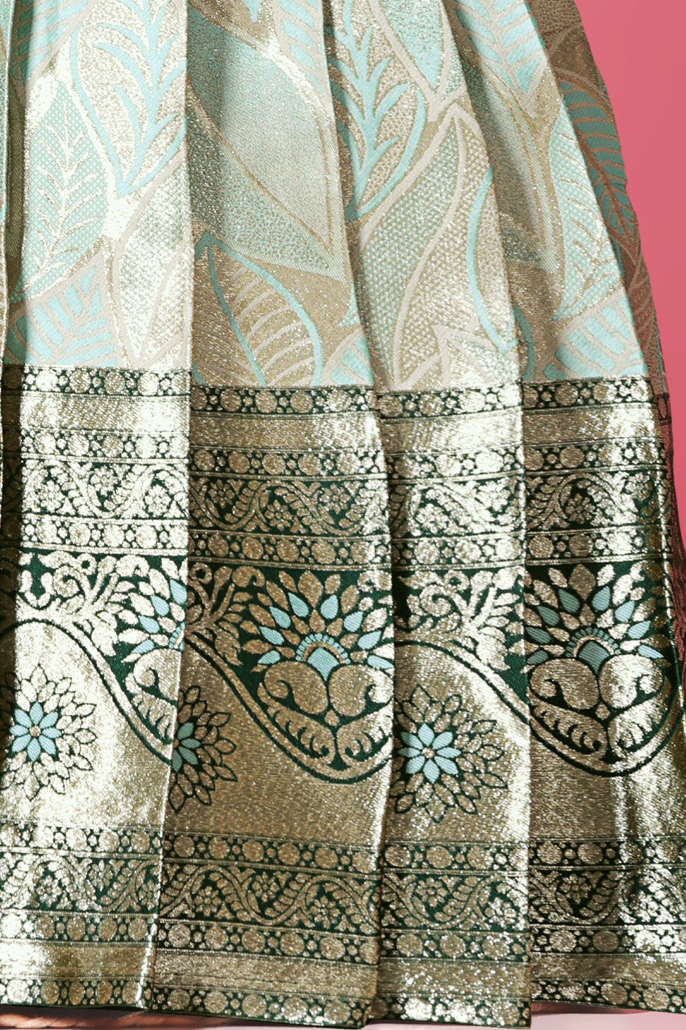 Girls Banarasi Lehenga Choli Set Silk Festive Wedding Ethnic Dress Kids
