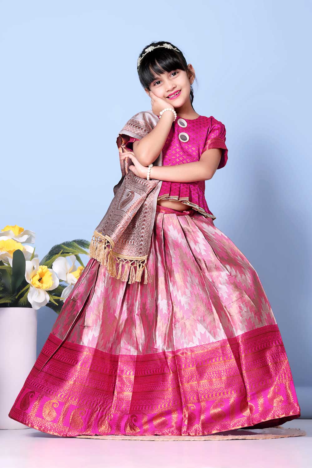 Girls Best Quality Jacquard Lehenga Choli with Dupatta – Festive Ethnic Wear