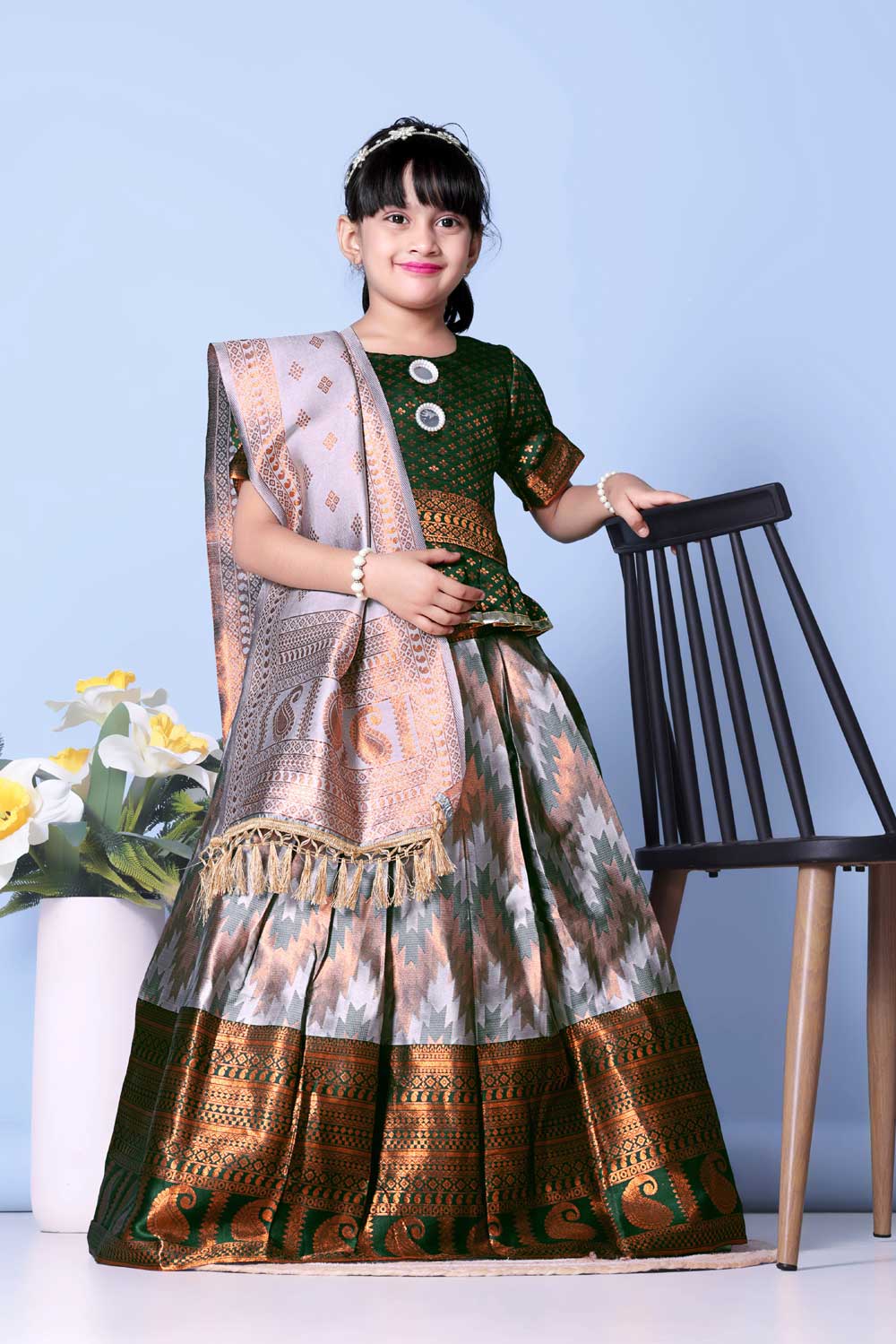 Girls Best Quality Jacquard Lehenga Choli with Dupatta – Festive Ethnic Wear