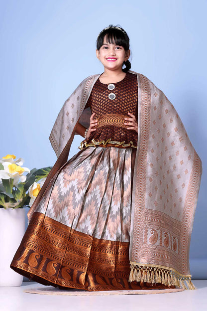 Girls Best Quality Jacquard Lehenga Choli with Dupatta – Festive Ethnic Wear