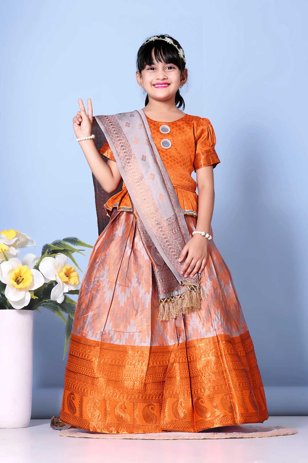 Girls Best Quality Jacquard Lehenga Choli with Dupatta – Festive Ethnic Wear