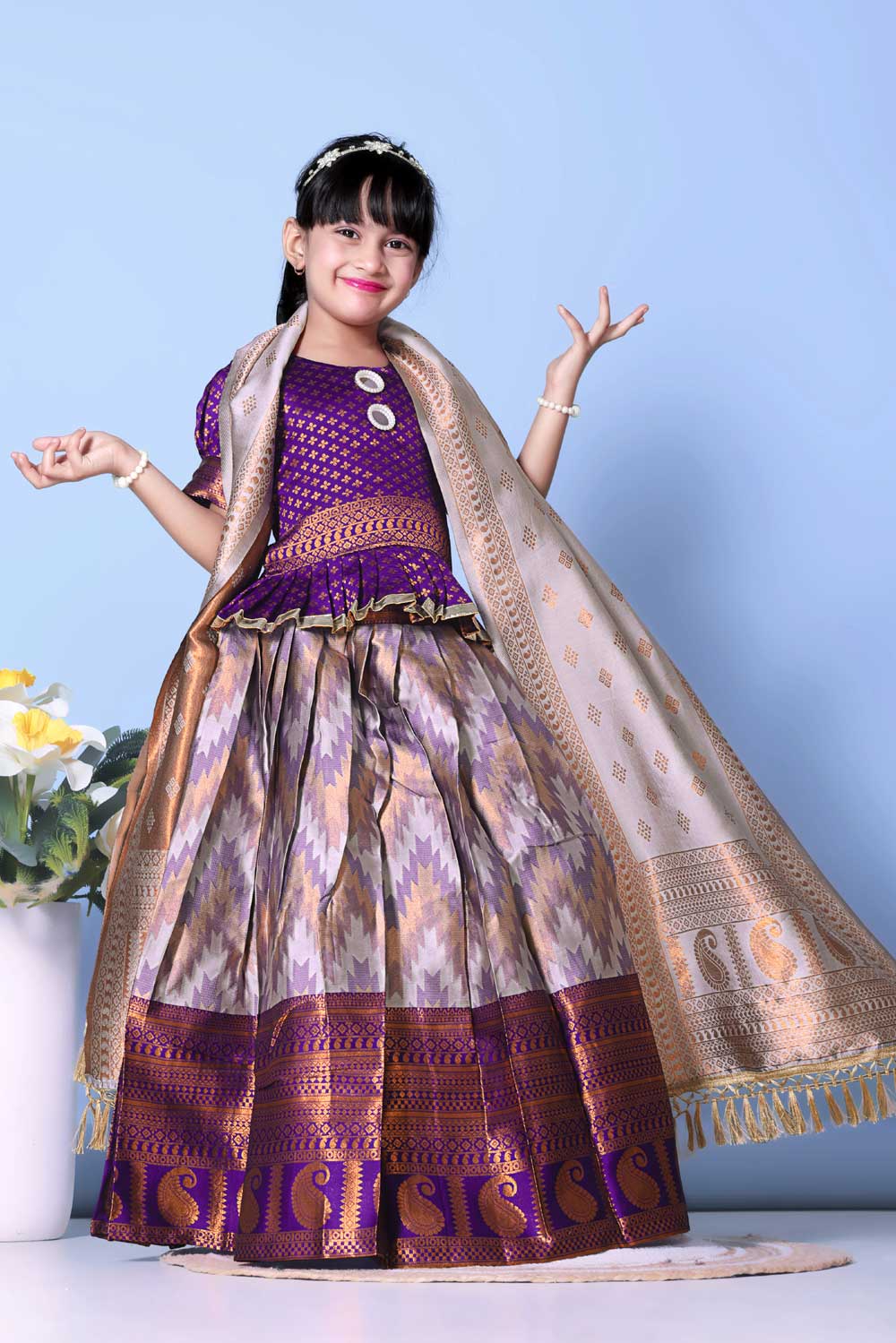 Girls Best Quality Jacquard Lehenga Choli with Dupatta – Festive Ethnic Wear
