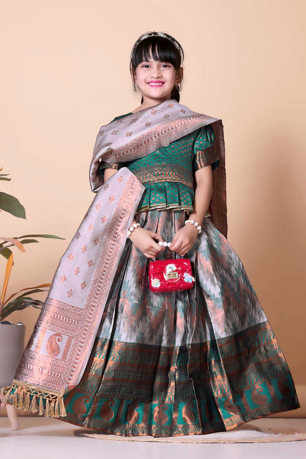 Girls Best Quality Jacquard Lehenga Choli with Dupatta – Festive Ethnic Wear