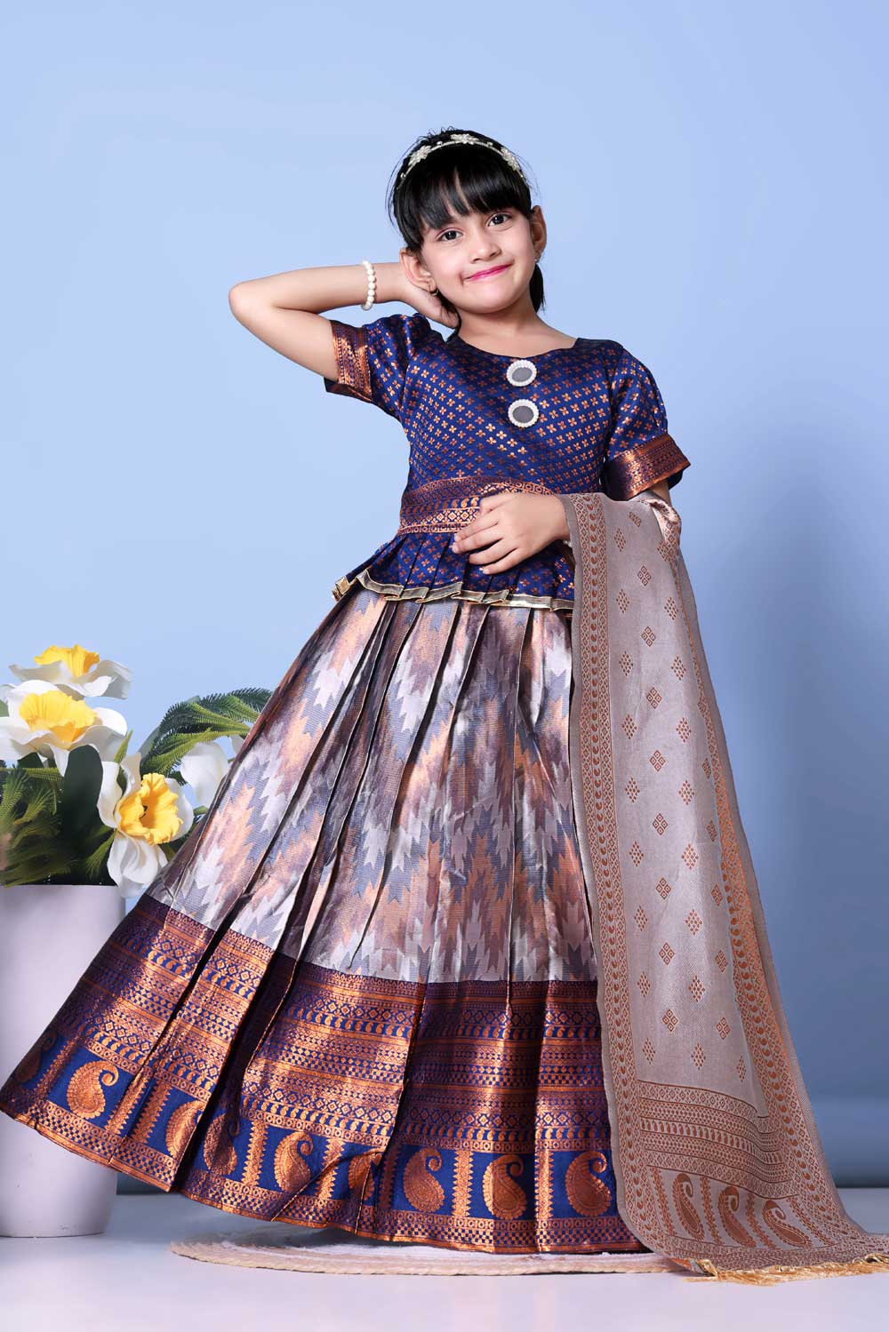 Girls Best Quality Jacquard Lehenga Choli with Dupatta – Festive Ethnic Wear