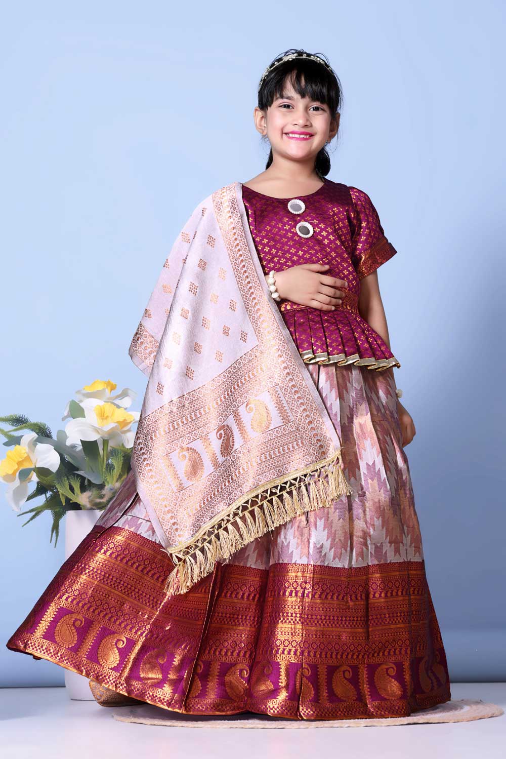 Best Quality Jacquard Lehenga, Choli and Dupatta Set