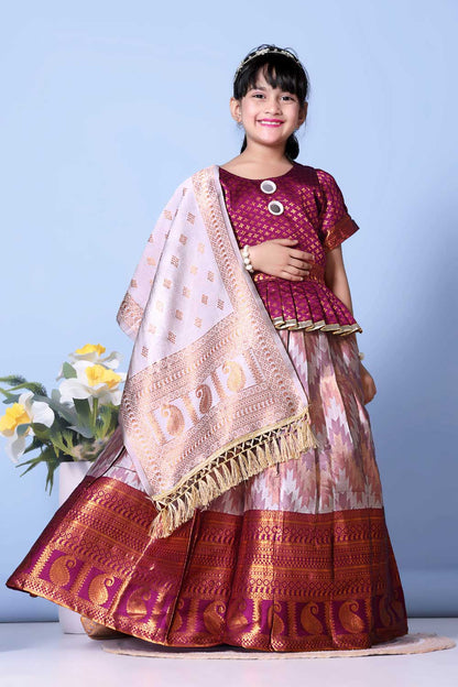Girls Best Quality Jacquard Lehenga Choli with Dupatta – Festive Ethnic Wear