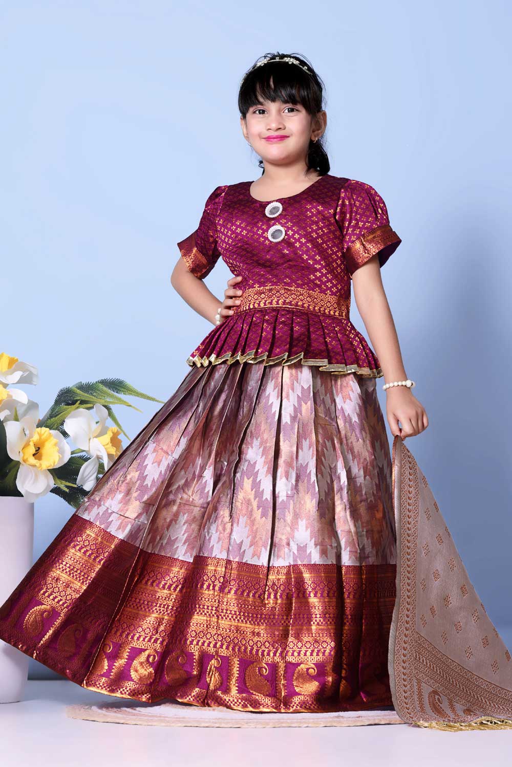 Girls Best Quality Jacquard Lehenga Choli with Dupatta – Festive Ethnic Wear
