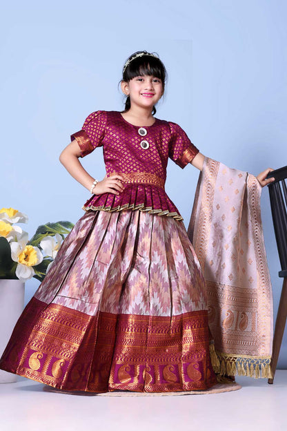 Girls Best Quality Jacquard Lehenga Choli with Dupatta – Festive Ethnic Wear