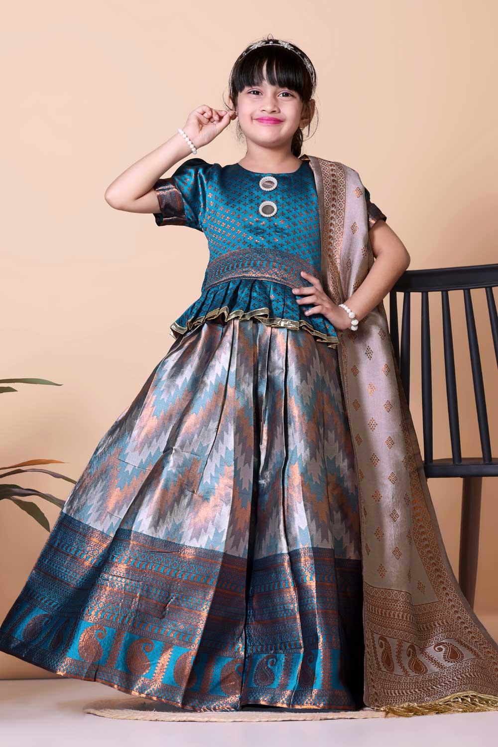 Girls Best Quality Jacquard Lehenga Choli with Dupatta – Festive Ethnic Wear