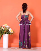 Girls Peplum Kurta Palazzo Set with Floral Print