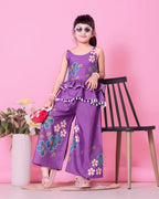 Girls Peplum Kurta Palazzo Set with Floral Print