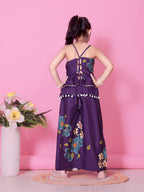Girls Peplum Kurta Palazzo Set with Floral Print