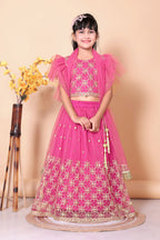 Girls Net Lehenga Choli Embroidered Party Wear Ethnic Dress Kids Wedding