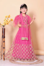 Girls Net Lehenga Choli Embroidered Party Wear Ethnic Dress Kids Wedding