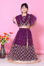 Girls Net Lehenga Choli Embroidered Party Wear Ethnic Dress Kids Wedding