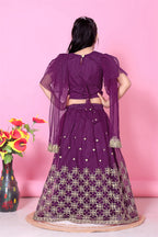 Girls Net Lehenga Choli Embroidered Party Wear Ethnic Dress Kids Wedding